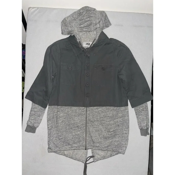 Jack By‎ BB Dakota Full Zip Cargo Utility Jacket Womens Size M Gray Layered - Picture 1 of 3